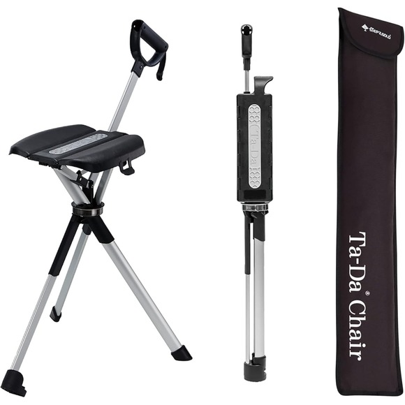 STEP2GOLD Ta-Da‎ Chair 2 Walking Stick Cane w/ Foldable Seat Portable Hiking